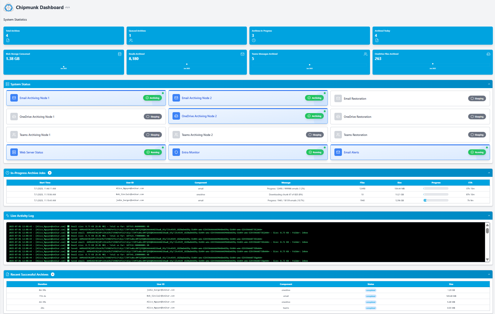 Chipmunk Main Dashboard