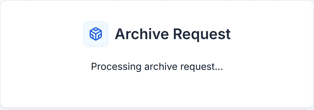The end-user archive page reached from SharePoint, confirming the file to be archived