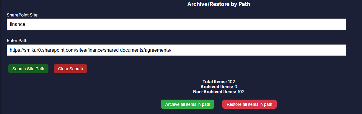 Squirrel select to restore or archive everything in path