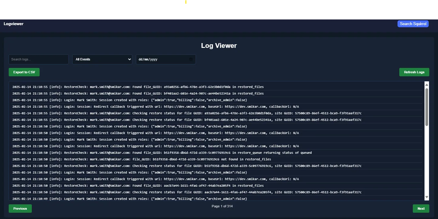 Squirrel log viewer