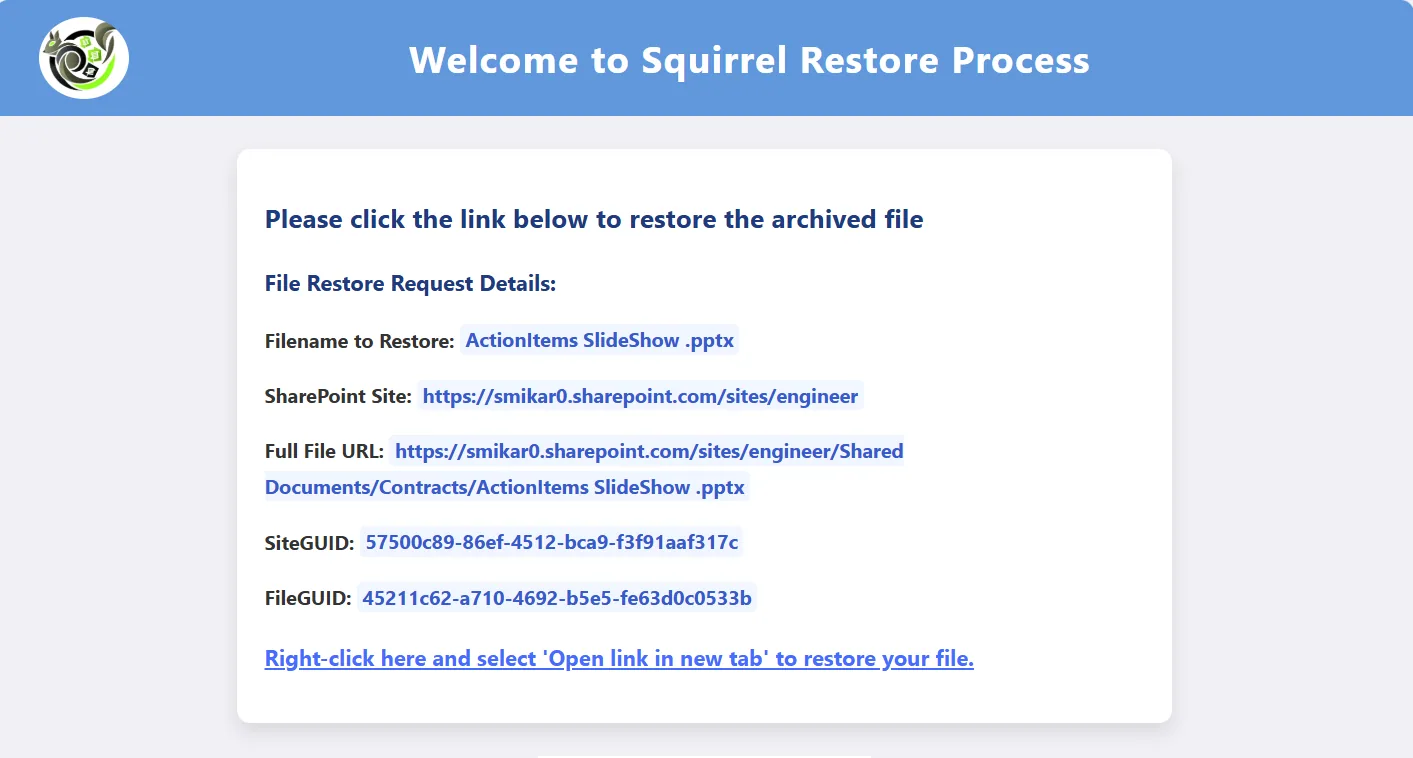 Squirrel stub details